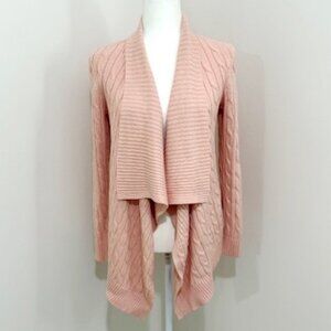 Lauren Ralph Lauren Linen Cotton Cable Knit Cardigan Pink Shawl Collar PS NWT